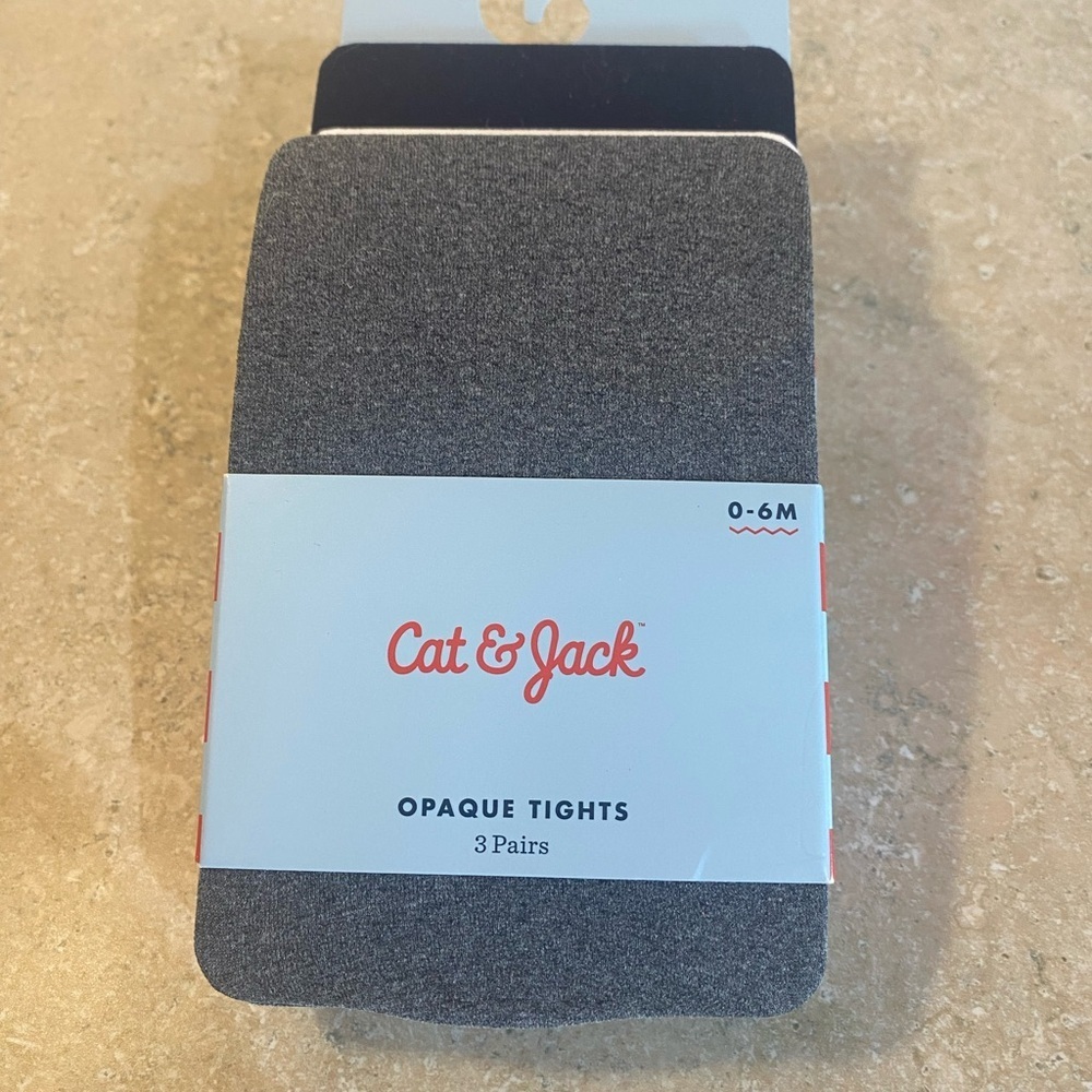 Cat & Jack Girls Tights - Gray, Black, White - Picture 2 of 2
